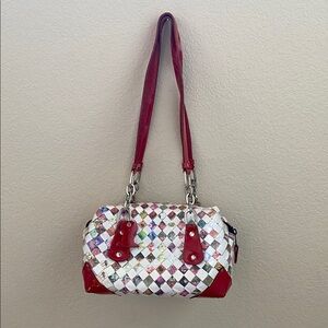 Nahui Ollin Woven Wrapper Stylish Red and White Women's Handbag.